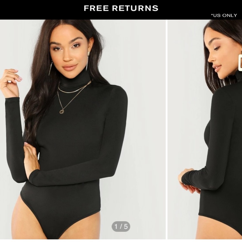 SHEIN Mock Neck Long Sleeve Bodysuit - size Medium